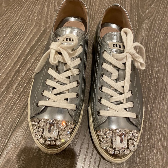 Miu Miu Rhinestone Sneakers - Picture 1 of 14